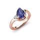 4 - Darya 0.74 ctw Pear Shape Iolite accented Round Lab Grown Diamond Women Wave Solitaire Plus Engagement Ring 