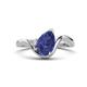 1 - Darya 0.74 ctw Pear Shape Iolite accented Round Lab Grown Diamond Women Wave Solitaire Plus Engagement Ring 