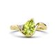 1 - Darya 1.01 ctw Pear Shape Peridot accented Round Lab Grown Diamond Women Wave Solitaire Plus Engagement Ring 