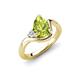 4 - Darya 1.01 ctw Pear Shape Peridot accented Round Lab Grown Diamond Women Wave Solitaire Plus Engagement Ring 
