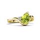 5 - Darya 1.01 ctw Pear Shape Peridot accented Round Lab Grown Diamond Women Wave Solitaire Plus Engagement Ring 