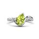 1 - Darya 1.01 ctw Pear Shape Peridot accented Round Lab Grown Diamond Women Wave Solitaire Plus Engagement Ring 