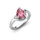 4 - Darya 0.86 ctw Pear Shape Pink Tourmaline accented Round Lab Grown Diamond Women Wave Solitaire Plus Engagement Ring 