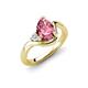 4 - Darya 0.86 ctw Pear Shape Pink Tourmaline accented Round Lab Grown Diamond Women Wave Solitaire Plus Engagement Ring 
