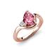 4 - Darya 0.86 ctw Pear Shape Pink Tourmaline accented Round Lab Grown Diamond Women Wave Solitaire Plus Engagement Ring 