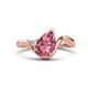 1 - Darya 0.86 ctw Pear Shape Pink Tourmaline accented Round Lab Grown Diamond Women Wave Solitaire Plus Engagement Ring 