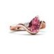 5 - Darya 0.86 ctw Pear Shape Pink Tourmaline accented Round Lab Grown Diamond Women Wave Solitaire Plus Engagement Ring 