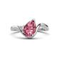 1 - Darya 0.86 ctw Pear Shape Pink Tourmaline accented Round Lab Grown Diamond Women Wave Solitaire Plus Engagement Ring 