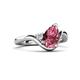 5 - Darya 0.86 ctw Pear Shape Pink Tourmaline accented Round Lab Grown Diamond Women Wave Solitaire Plus Engagement Ring 