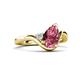 5 - Darya 0.86 ctw Pear Shape Pink Tourmaline accented Round Lab Grown Diamond Women Wave Solitaire Plus Engagement Ring 
