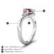 6 - Darya 0.86 ctw Pear Shape Pink Tourmaline accented Round Lab Grown Diamond Women Wave Solitaire Plus Engagement Ring 
