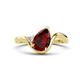 1 - Darya 1.16 ctw Pear Shape Red Garnet accented Round Lab Grown Diamond Women Wave Solitaire Plus Engagement Ring 