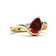 5 - Darya 1.16 ctw Pear Shape Red Garnet accented Round Lab Grown Diamond Women Wave Solitaire Plus Engagement Ring 