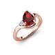 4 - Darya 1.16 ctw Pear Shape Red Garnet accented Round Lab Grown Diamond Women Wave Solitaire Plus Engagement Ring 