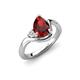 4 - Darya 1.16 ctw Pear Shape Red Garnet accented Round Lab Grown Diamond Women Wave Solitaire Plus Engagement Ring 