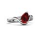 5 - Darya 1.16 ctw Pear Shape Red Garnet accented Round Lab Grown Diamond Women Wave Solitaire Plus Engagement Ring 