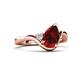 5 - Darya 1.16 ctw Pear Shape Red Garnet accented Round Lab Grown Diamond Women Wave Solitaire Plus Engagement Ring 