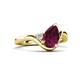 5 - Darya 1.16 ctw Pear Shape Rhodolite Garnet accented Round Lab Grown Diamond Women Wave Solitaire Plus Engagement Ring 