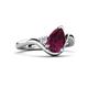 5 - Darya 1.16 ctw Pear Shape Rhodolite Garnet accented Round Lab Grown Diamond Women Wave Solitaire Plus Engagement Ring 