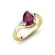 4 - Darya 1.16 ctw Pear Shape Rhodolite Garnet accented Round Lab Grown Diamond Women Wave Solitaire Plus Engagement Ring 