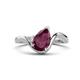 1 - Darya 1.16 ctw Pear Shape Rhodolite Garnet accented Round Lab Grown Diamond Women Wave Solitaire Plus Engagement Ring 