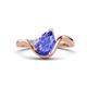 1 - Darya 1.46 ctw Pear Shape Tanzanite accented Round Lab Grown Diamond Women Wave Solitaire Plus Engagement Ring 