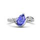 1 - Darya 1.46 ctw Pear Shape Tanzanite accented Round Lab Grown Diamond Women Wave Solitaire Plus Engagement Ring 