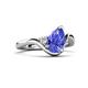 5 - Darya 1.46 ctw Pear Shape Tanzanite accented Round Lab Grown Diamond Women Wave Solitaire Plus Engagement Ring 