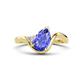 1 - Darya 1.46 ctw Pear Shape Tanzanite accented Round Lab Grown Diamond Women Wave Solitaire Plus Engagement Ring 