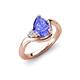 4 - Darya 1.46 ctw Pear Shape Tanzanite accented Round Lab Grown Diamond Women Wave Solitaire Plus Engagement Ring 