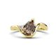 1 - Darya 0.81 ctw Pear Shape Smoky Quartz accented Round Lab Grown Diamond Women Wave Solitaire Plus Engagement Ring 