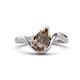 1 - Darya 0.81 ctw Pear Shape Smoky Quartz accented Round Lab Grown Diamond Women Wave Solitaire Plus Engagement Ring 