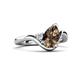 5 - Darya 0.81 ctw Pear Shape Smoky Quartz accented Round Lab Grown Diamond Women Wave Solitaire Plus Engagement Ring 