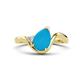 1 - Darya 0.51 ctw Pear Shape Turquoise accented Round Lab Grown Diamond Women Wave Solitaire Plus Engagement Ring 