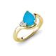 4 - Darya 0.51 ctw Pear Shape Turquoise accented Round Lab Grown Diamond Women Wave Solitaire Plus Engagement Ring 