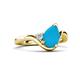 5 - Darya 0.51 ctw Pear Shape Turquoise accented Round Lab Grown Diamond Women Wave Solitaire Plus Engagement Ring 