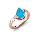 4 - Darya 0.51 ctw Pear Shape Turquoise accented Round Lab Grown Diamond Women Wave Solitaire Plus Engagement Ring 