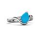 5 - Darya 0.51 ctw Pear Shape Turquoise accented Round Lab Grown Diamond Women Wave Solitaire Plus Engagement Ring 