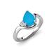 4 - Darya 0.51 ctw Pear Shape Turquoise accented Round Lab Grown Diamond Women Wave Solitaire Plus Engagement Ring 