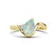 1 - Darya 0.51 ctw Pear Shape Opal accented Round Lab Grown Diamond Women Wave Solitaire Plus Engagement Ring 