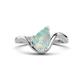 1 - Darya 0.51 ctw Pear Shape Opal accented Round Lab Grown Diamond Women Wave Solitaire Plus Engagement Ring 