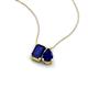 3 - Arika 1.25 ctw Emerald Shape with Pear Shape Created Blue Sapphire Toi Et Moi Women Pendant Necklace 
