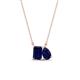 1 - Arika 1.25 ctw Emerald Shape with Pear Shape Created Blue Sapphire Toi Et Moi Women Pendant Necklace 