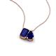 3 - Arika 1.25 ctw Emerald Shape with Pear Shape Created Blue Sapphire Toi Et Moi Women Pendant Necklace 