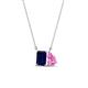 1 - Arika 1.25 ctw Emerald Shape Created Blue Sapphire with Pear Shape Created Pink Sapphire Toi Et Moi Women Pendant Necklace 