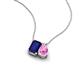 3 - Arika 1.25 ctw Emerald Shape Created Blue Sapphire with Pear Shape Created Pink Sapphire Toi Et Moi Women Pendant Necklace 