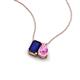 3 - Arika 1.25 ctw Emerald Shape Created Blue Sapphire with Pear Shape Created Pink Sapphire Toi Et Moi Women Pendant Necklace 