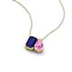 3 - Arika 1.25 ctw Emerald Shape Created Blue Sapphire with Pear Shape Created Pink Sapphire Toi Et Moi Women Pendant Necklace 