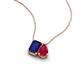 3 - Arika 1.25 ctw Emerald Shape Created Blue Sapphire with Pear Shape Created Ruby Toi Et Moi Women Pendant Necklace 