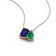 3 - Arika 1.13 ctw Emerald Shape Created Blue Sapphire with Pear Shape Created Emerald Toi Et Moi Women Pendant Necklace 